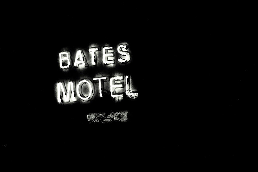 Vacancy at Bates Motel bw Photograph by Denise Dube