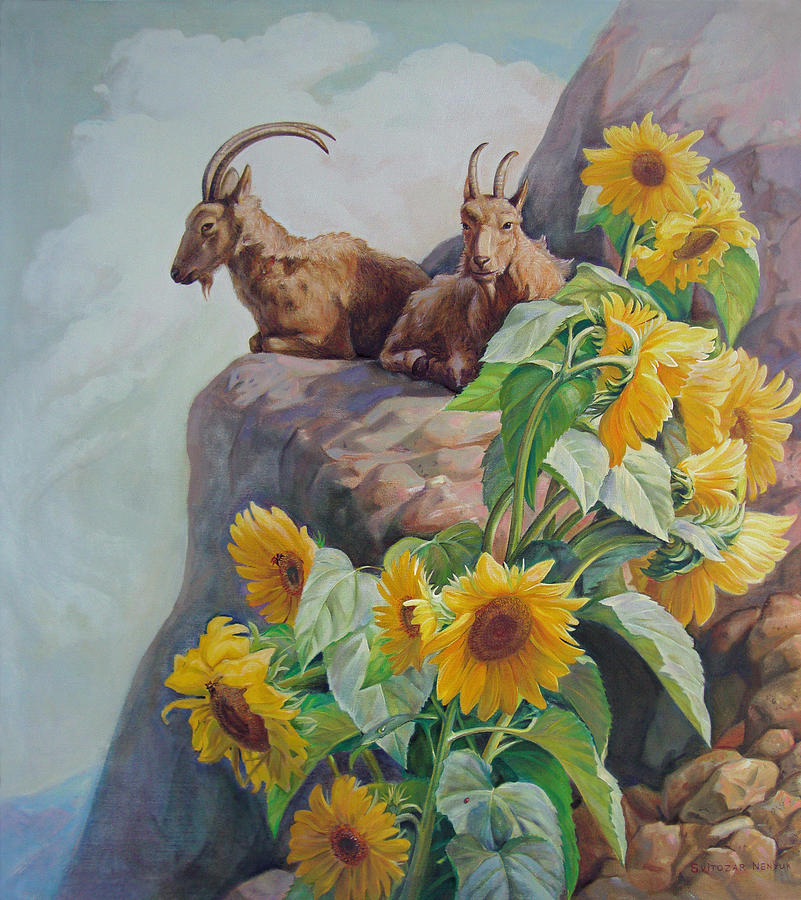 Goat Painting - Vacation in the Rocky Mountains by Svitozar Nenyuk