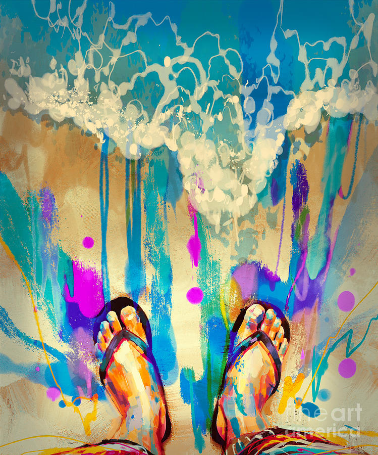 Abstract Painting - Vacation Time by Tithi Luadthong