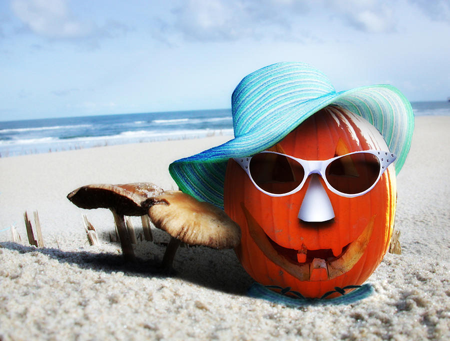 Halloween Mixed Media - Vacationing Jack-o-lantern by Gravityx9 Designs