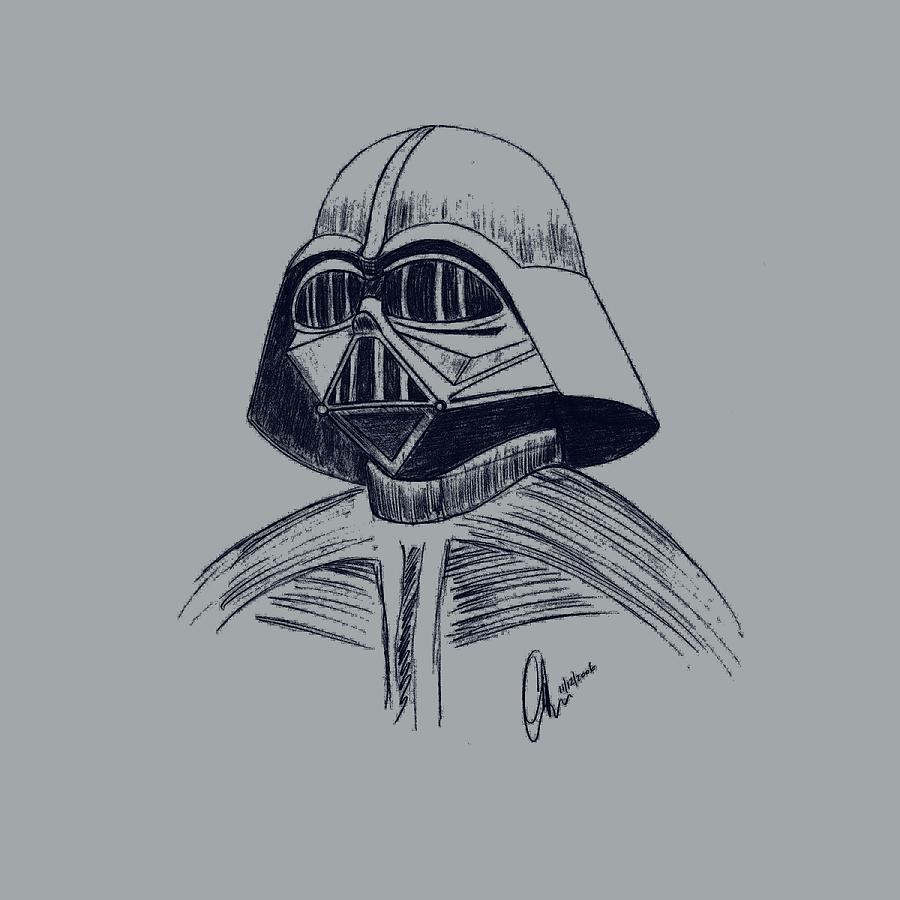 Vader Sketch Drawing by Chris Thomas