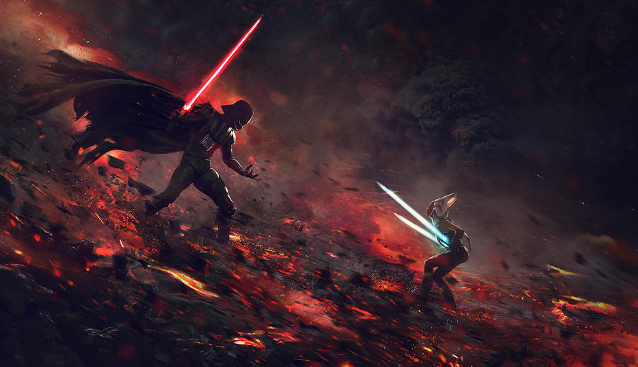 Vader vs Ahsoka Digital Art by Exar Kun