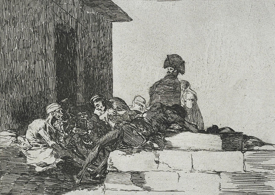 Vain laments from the series The Disasters of War Relief by Francisco Goya