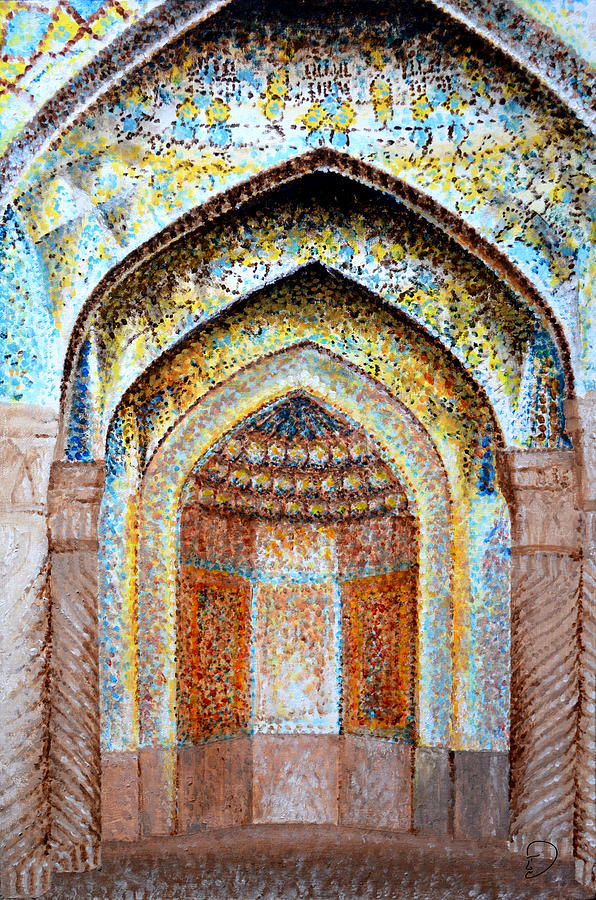 Vakil Mosque hall entrance Painting by Hadi Aghaee