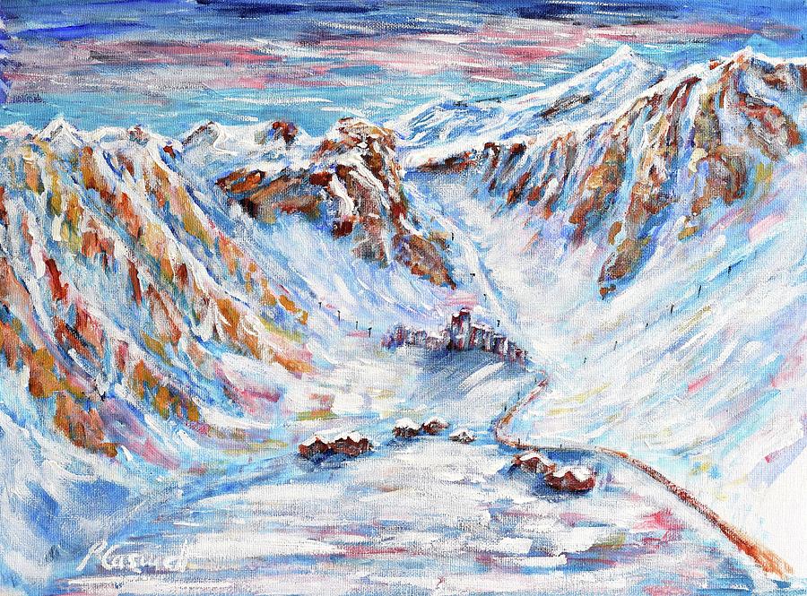 Val Claret Tignes Painting by Pete Caswell