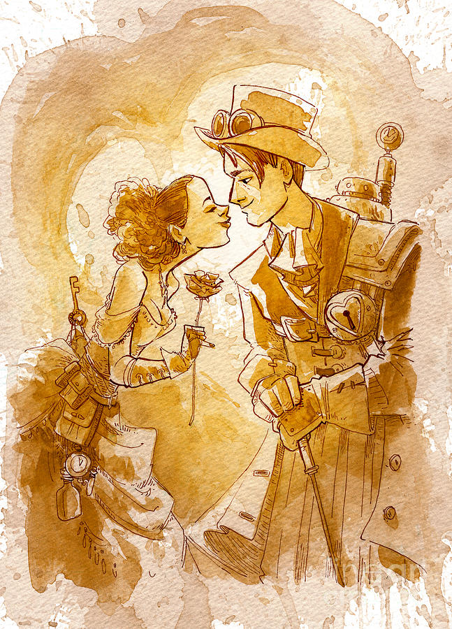 Steampunk Painting - Valentine by Brian Kesinger