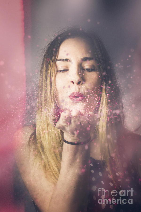 Valentine girl making wish kiss Photograph by Jorgo Photography