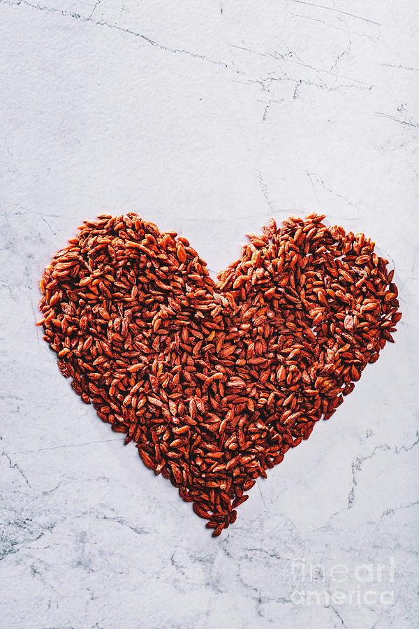 Valentine heart made of goji berries. Superfood. Photograph by Michal Bednarek