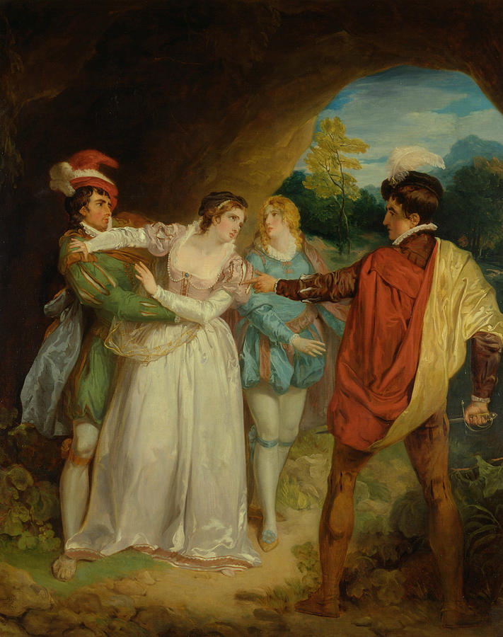 Valentine rescuing Silvia from Proteus, from Shakespeares The Two Gentlemen of Verona Painting by Francis Wheatley