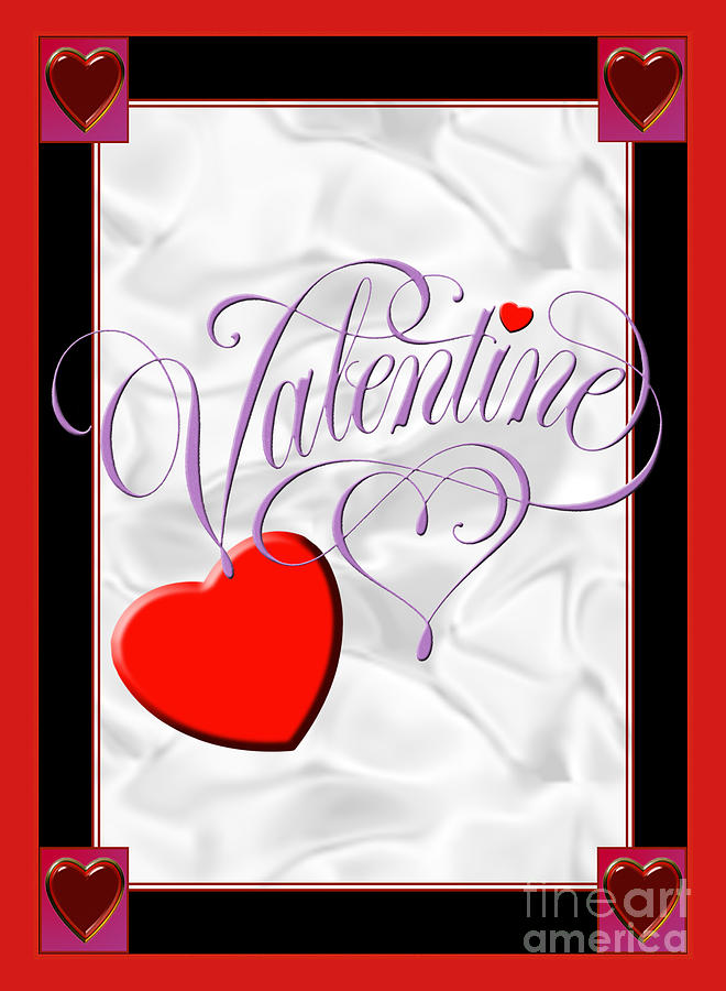 Valentines Day Digital Art - Valentine Script by Melissa A Benson