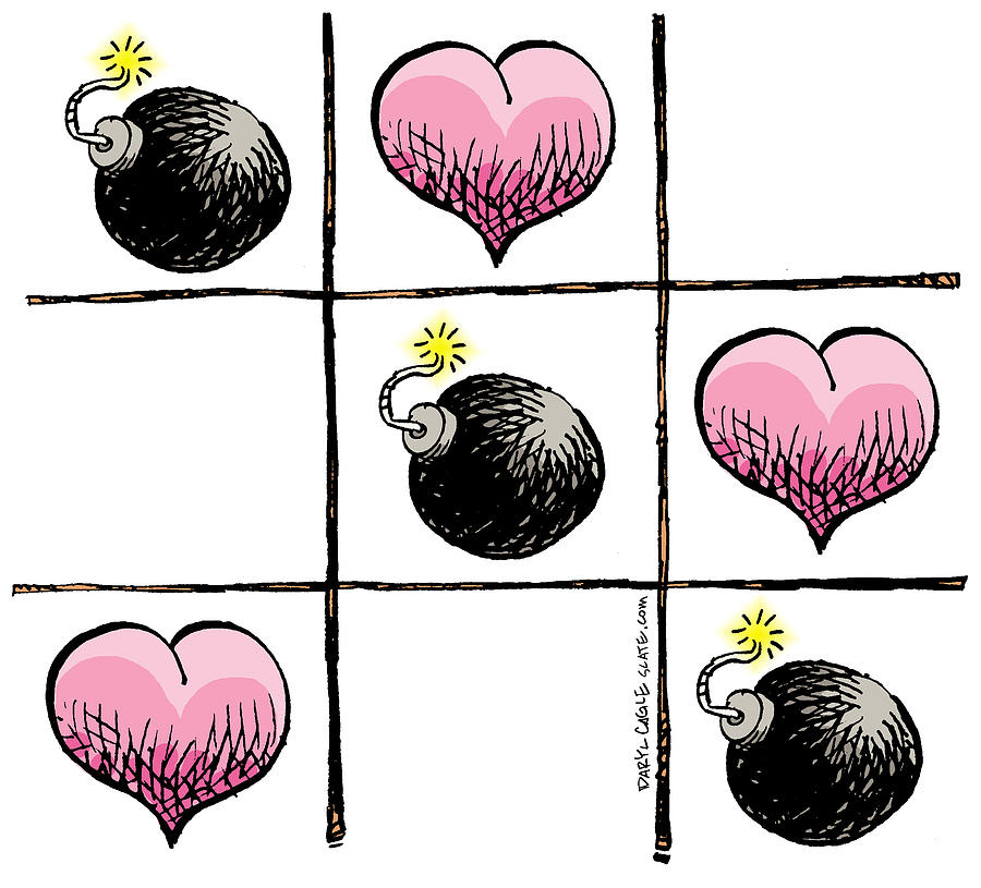 Tic Tac Toe Drawing - Valentine Violence by Daryl Cagle Tic Tac Toe Drawing - Valentine Violence by Daryl Cagle