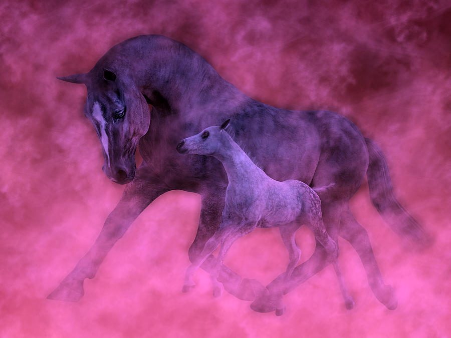 Horse Digital Art - Valentines by Betsy Knapp