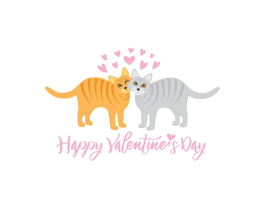 Valentines Day Cats Snuggling Illustration by Jit Lim Valentines Day Cats Snuggling Illustration by Jit Lim