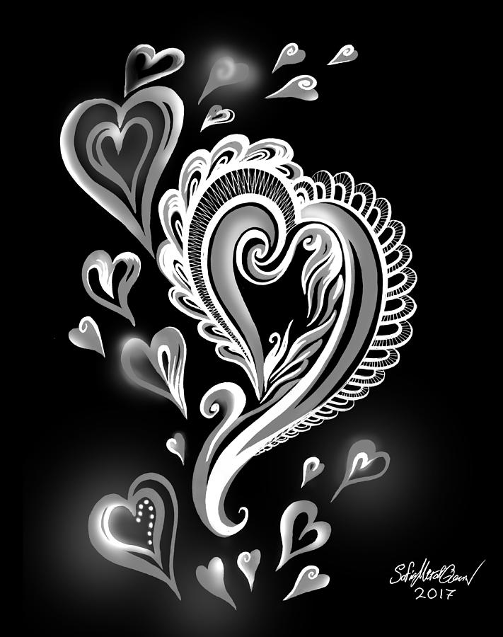 Valentine's Day hearts - Gothic mood Digital Art by Sofia Goldberg