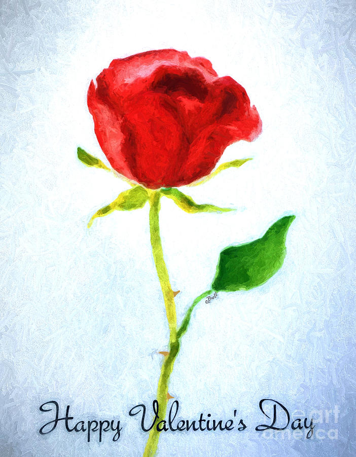 Valentines Day Rose Painting by Claire Bull