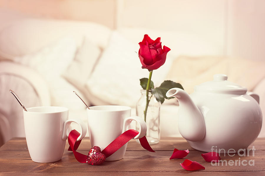 Tea Photograph - Valentines Day Tea Cups by Amanda Elwell