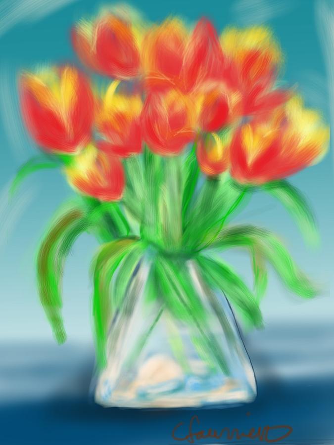 Valentines Day Tulips Painting by Christine Fournier