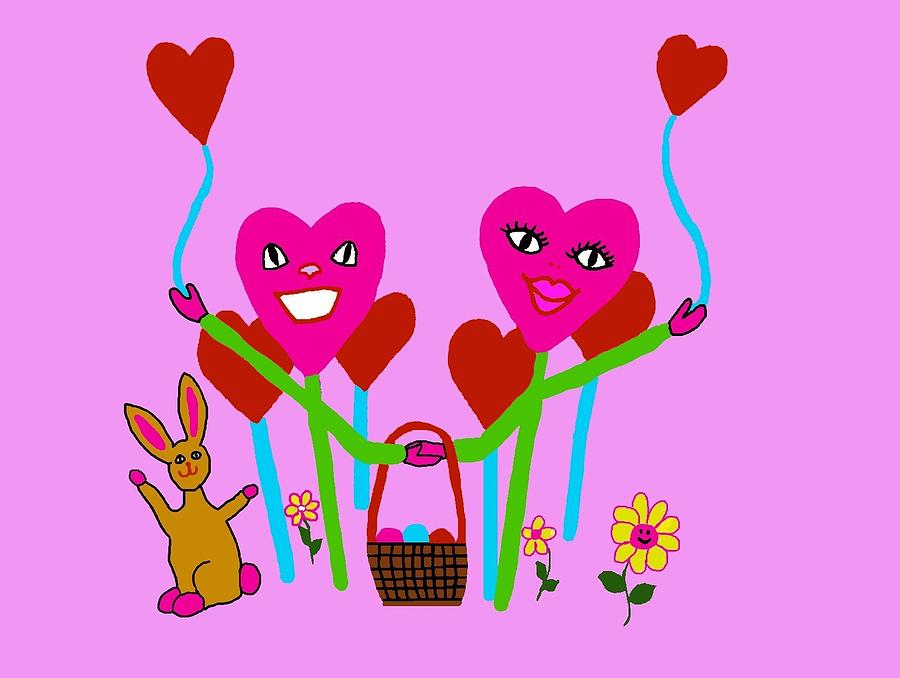 Valentines hearts 1 Digital Art by Laura Smith
