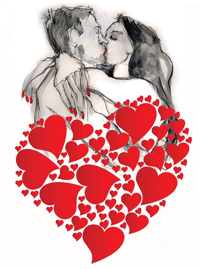 Valentine's Kiss - Valentine's Day Painting by Carolyn Weltman - Fine ...