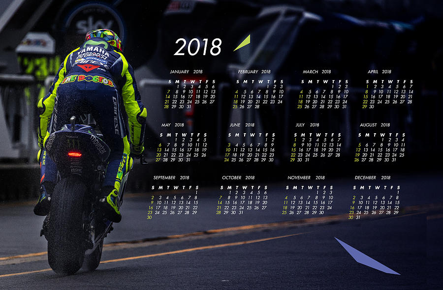 Valentino Rossi Calendar 2018 Digital Art by Aleksandar Petrovic