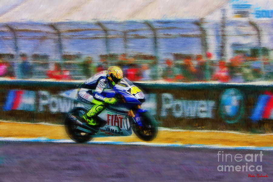 Valentino Rossi Head Down Wheel Up Photograph by Blake Richards