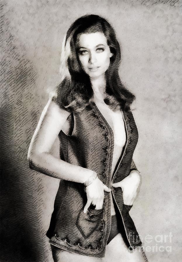Hollywood Painting - Valerie Leon, Vintage Actress by John Springfield by Esoterica Art Agency