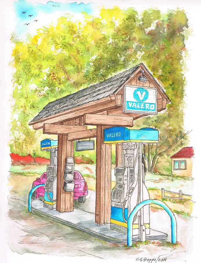 Valero Gas Station in Big Sur, California Painting by Carlos G Groppa