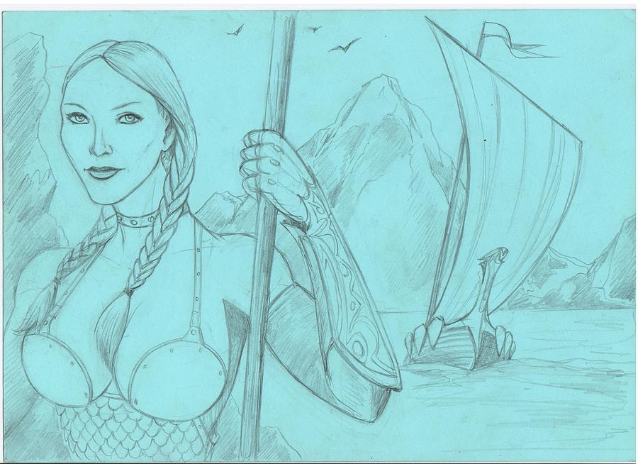 Boat Drawing - Valkyrie by Alan Lancaster