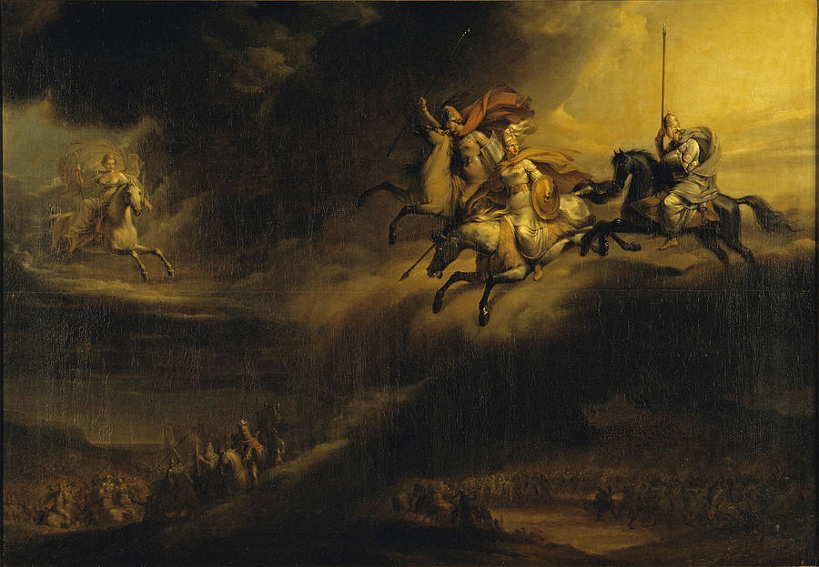 Valkyries Riding into Battle Painting by Johan Gustaf Sandberg