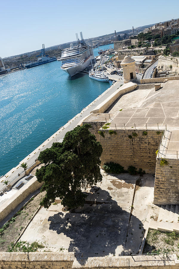 Valletta Grand Harbor - High Noon Shadows and Cruise Ships Photograph by Georgia Mizuleva