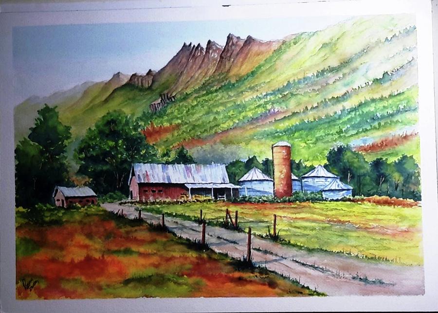 Valley Farm Scene Painting by Richard Benson