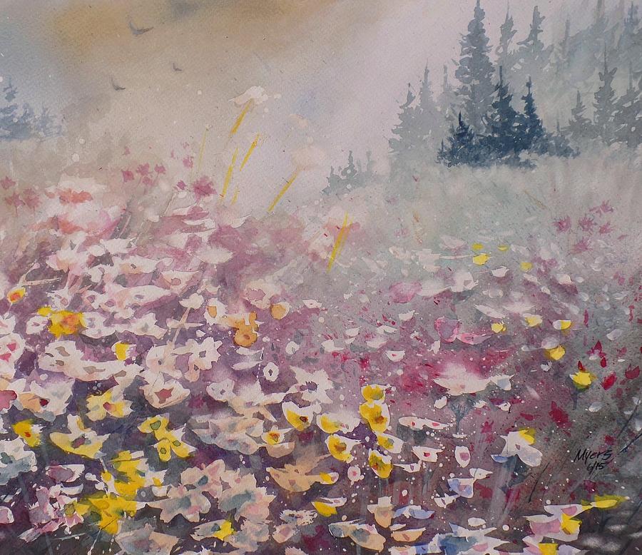 Tree Painting - Valley Flowers, Watercolor Painting by David K Myers