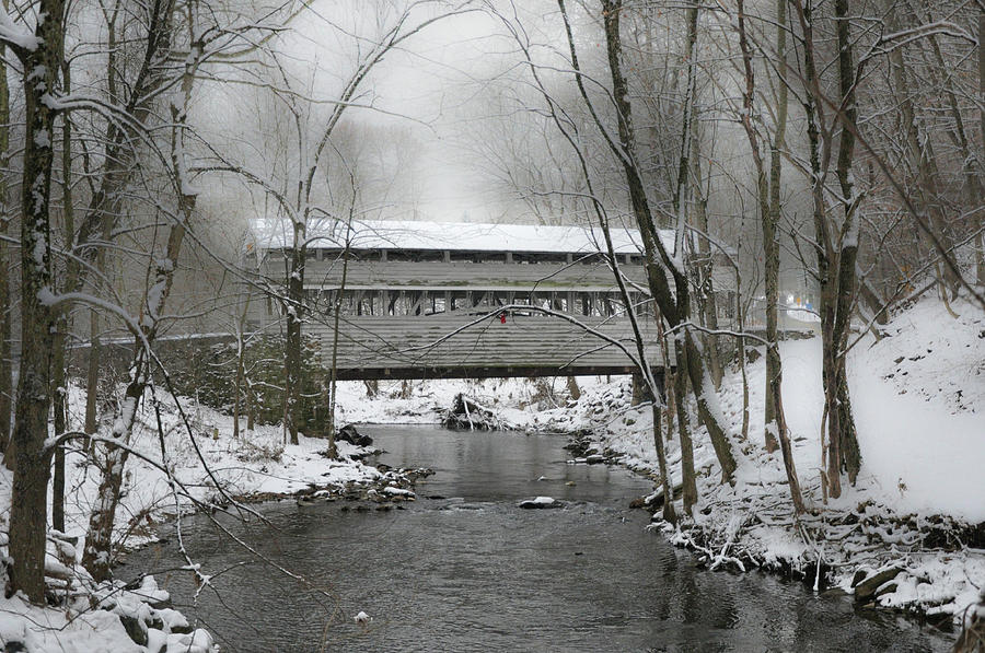 Valley Forge Winter - Knox Covered Bridge Photograph by Bill Cannon