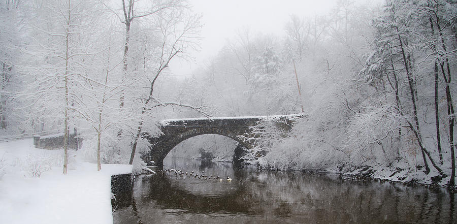Valley Green Bridge in the Snow Photograph by Bill Cannon