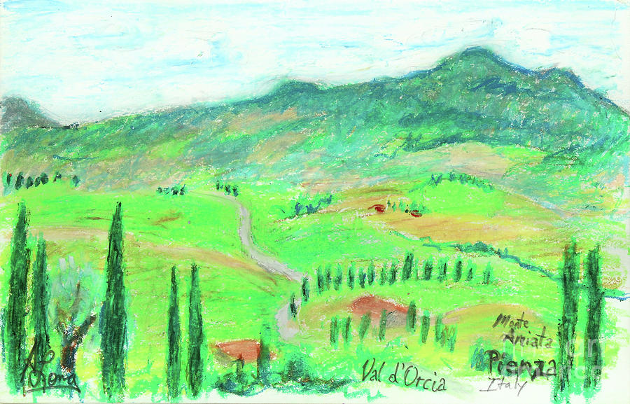 Valley of Orcia near Pienza Italy Pastel by Adam Long