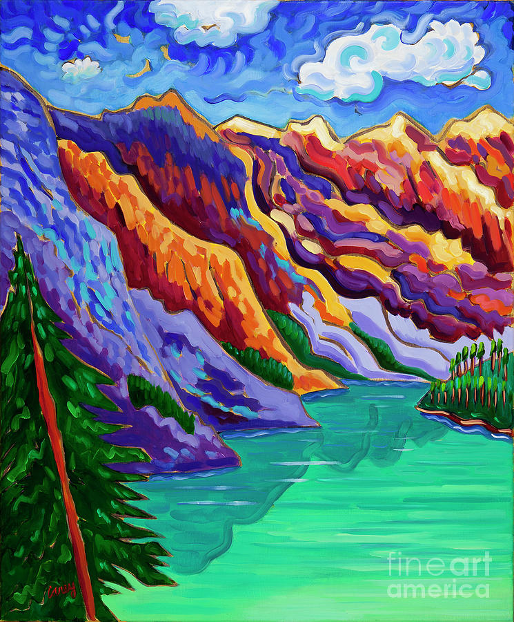 Valley of Ten Peaks Painting by Cathy Carey