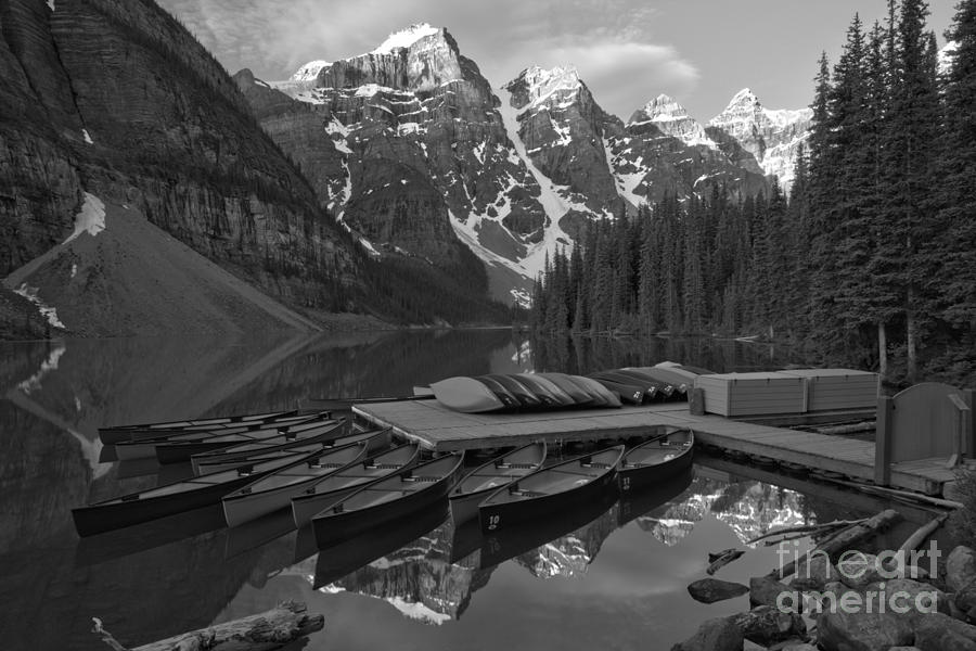 Valley Of Ten Peaks June Sunrise Black And White Photograph by Adam Jewell