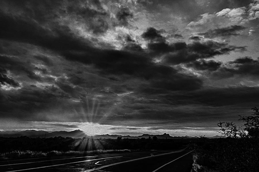 Black And White Photograph - Valley Sunset No28 by Mark Myhaver