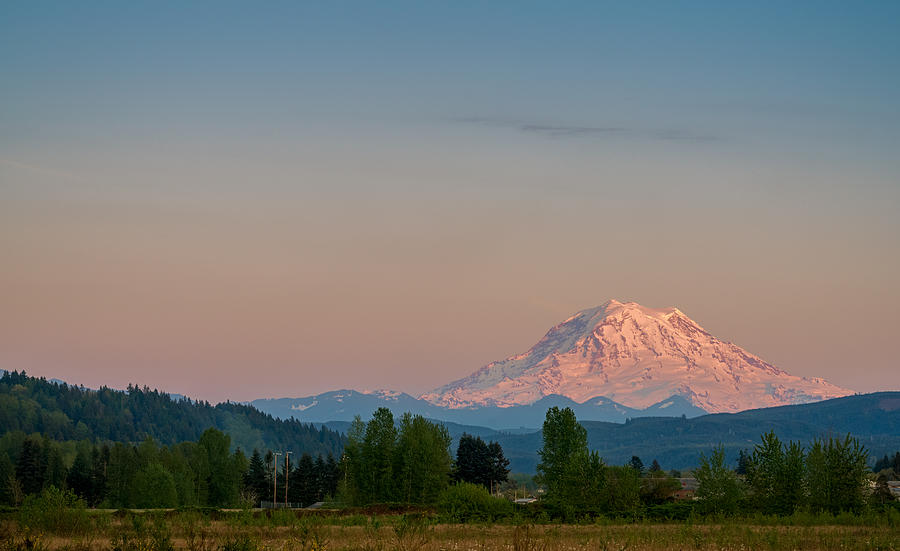 Valley Sunset of Mt Rainier Photograph by Ken Stanback