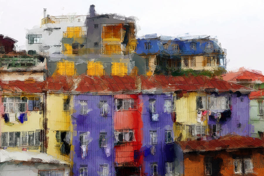 Chile Digital Art - Valparaiso 3.0 by Giuseppe Cesa Bianchi
