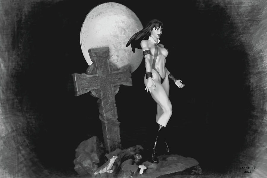 Vampirella Black Digital Art by David Stasiak