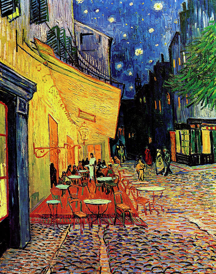 Vincent Van Gogh Painting - Van Gogh Cafe Terrace Place du Forum at Night by Vincent Van Gogh