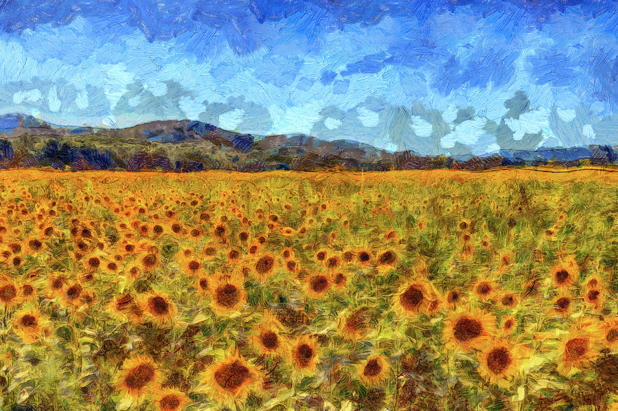 Van Gogh Summer Sunflowers Mixed Media by David Pyatt