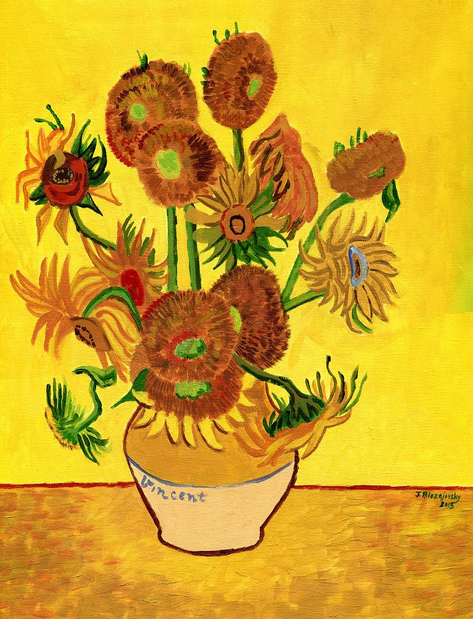 Van Gogh sunflowers Painting by Jeff Blazejovsky