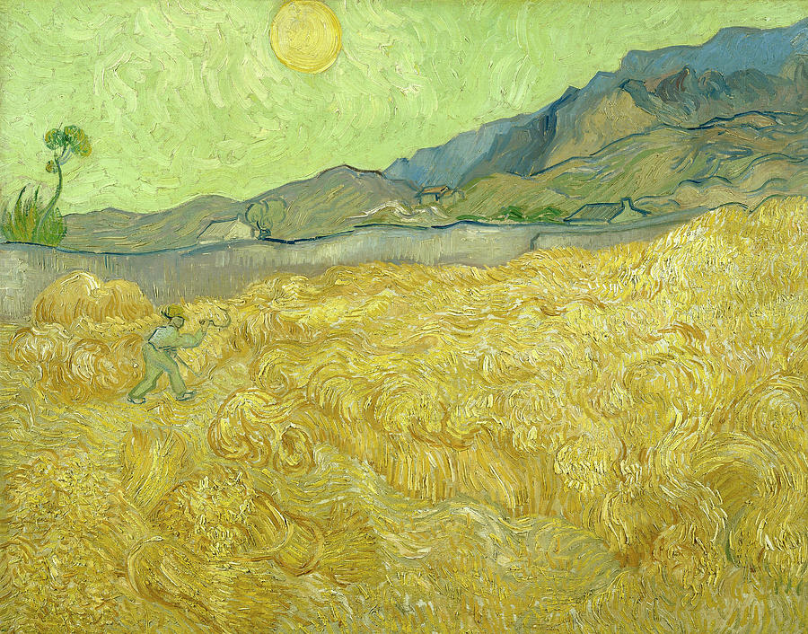 Van Gogh Painting - Van Gogh Wheat Fields Reaper Sunrise by Vincent Van Gogh Van Gogh Painting - Van Gogh Wheat Fields Reaper Sunrise by Vincent Van Gogh