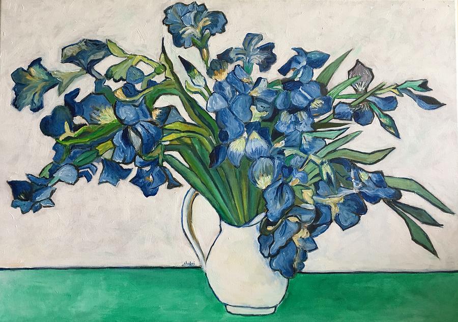 Van Gogh's Blue Irises Painting by Shabri Maheshwari