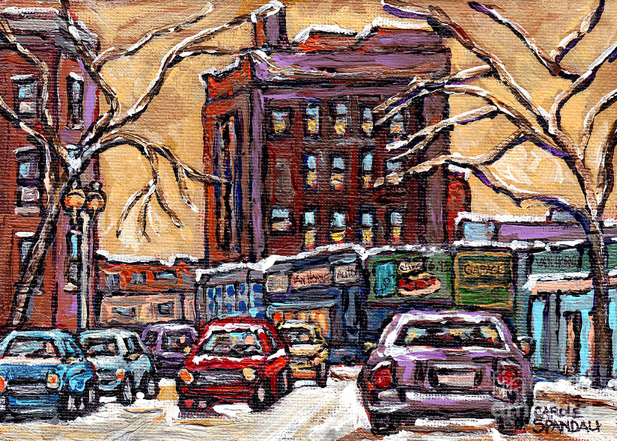 Van Horne Montreal Winter Scene Painting For Sale Quebec Small Format Paintings For Sale C Spandau   Painting by Carole Spandau