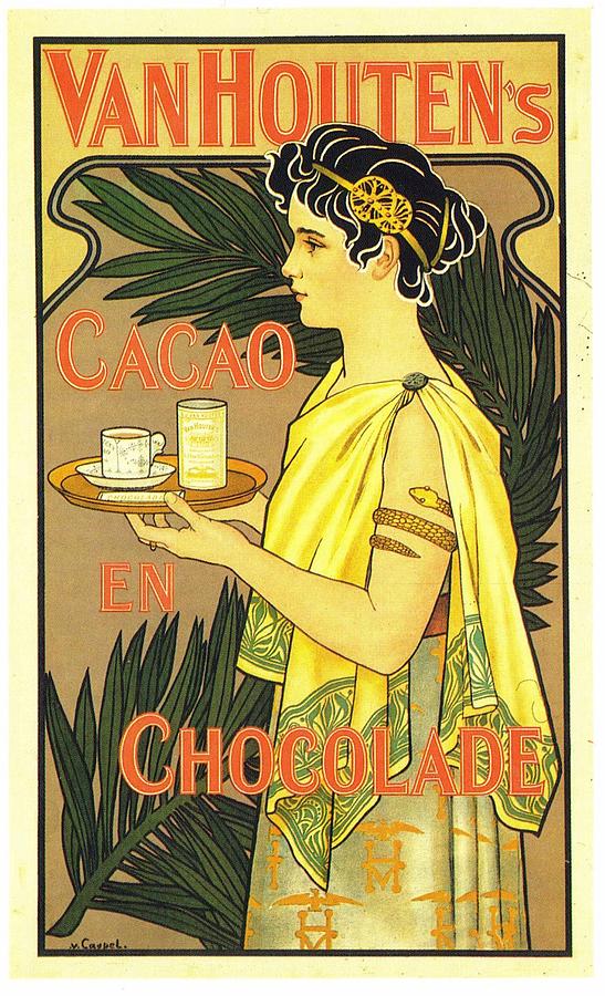 Van Houtens Cacao En Chocolate - Vintage Chocolate Advertising Poster Mixed Media
