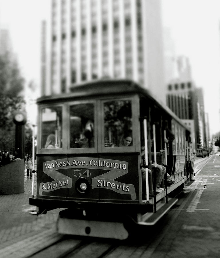 Van Ness and Market Cable Car- by Linda Woods Photograph by Linda Woods