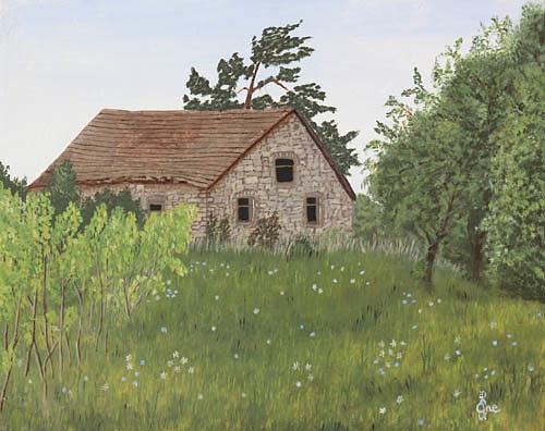 Old farmhouse Painting by Ene Osman